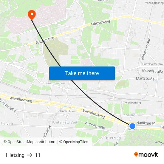 Hietzing to 11 map
