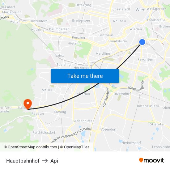 Hauptbahnhof to Api map
