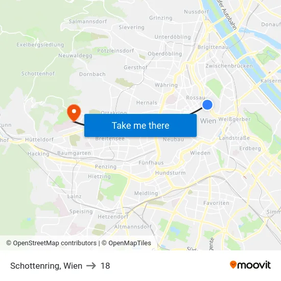 Schottenring, Wien to 18 map