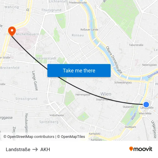 Landstraße to AKH map