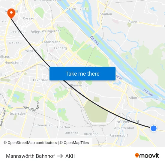 Mannswörth Bahnhof to AKH map