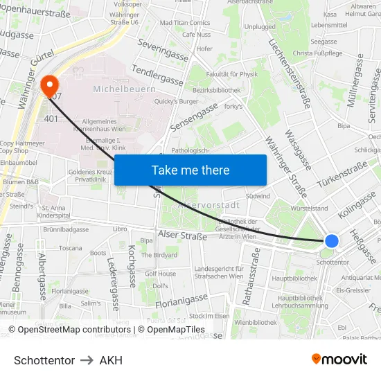 Schottentor to AKH map