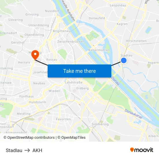 Stadlau to AKH map