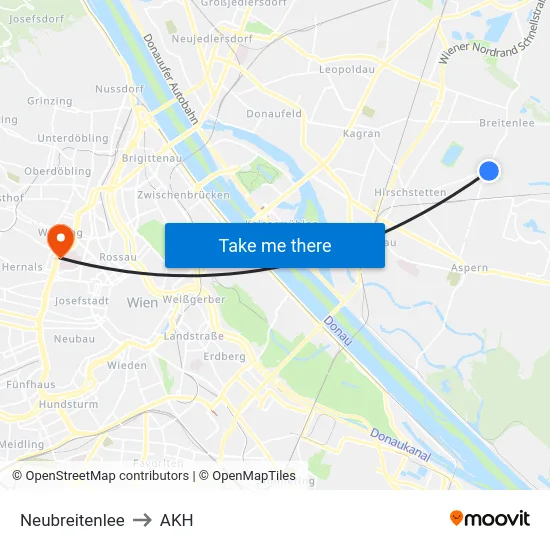 Neubreitenlee to AKH map