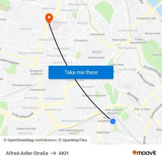Alfred-Adler-Straße to AKH map