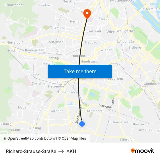Richard-Strauss-Straße to AKH map
