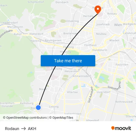 Rodaun to AKH map