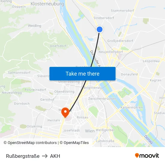 Rußbergstraße to AKH map