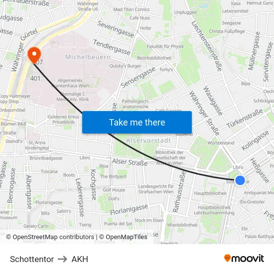 Schottentor to AKH map
