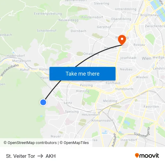 St. Veiter Tor to AKH map