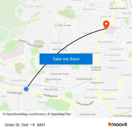 Unter St. Veit to AKH map