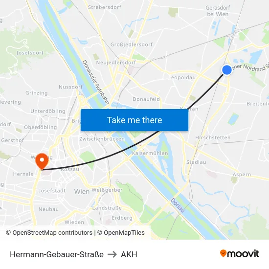 Hermann-Gebauer-Straße to AKH map