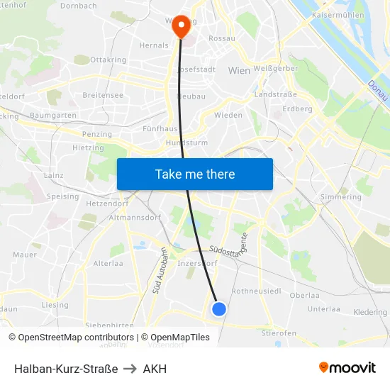 Halban-Kurz-Straße to AKH map
