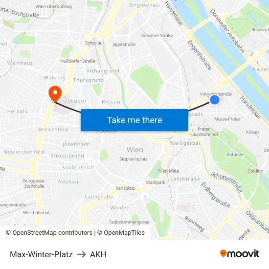 Max-Winter-Platz to AKH map