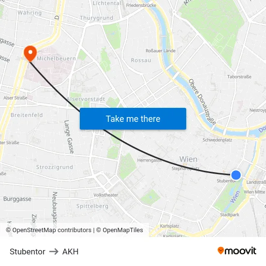 Stubentor to AKH map