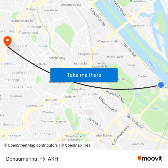 Donaumarina to AKH map