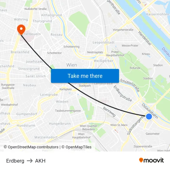 Erdberg to AKH map