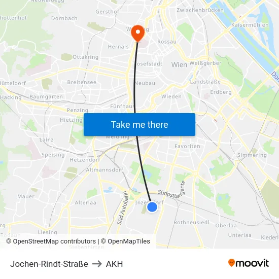 Jochen-Rindt-Straße to AKH map