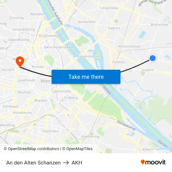 An den Alten Schanzen to AKH map