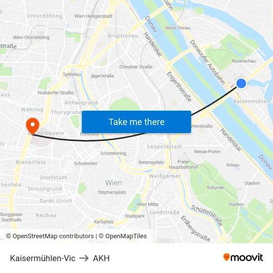 Kaisermühlen-Vic to AKH map