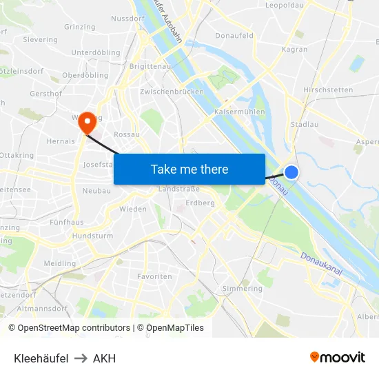 Kleehäufel to AKH map