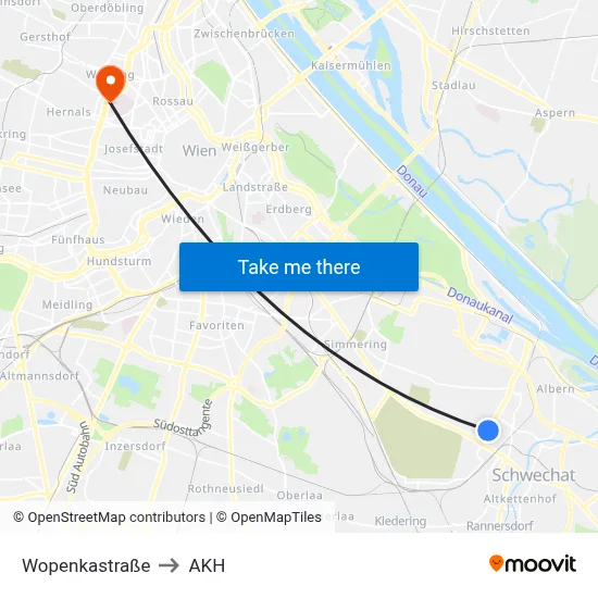 Wopenkastraße to AKH map