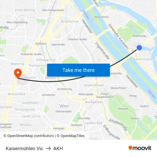 Kaisermühlen Vic to AKH map
