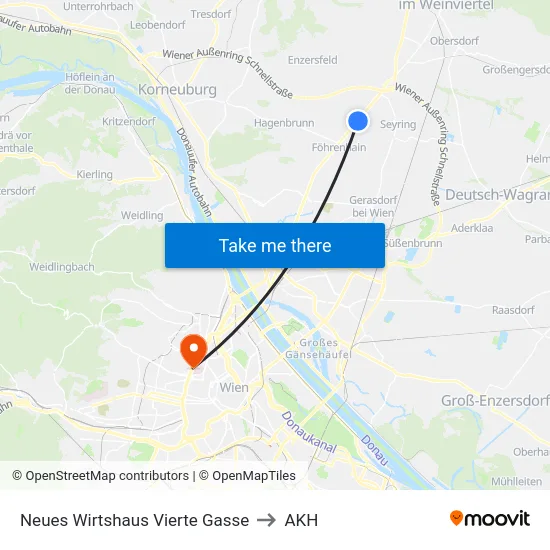 Neues Wirtshaus Vierte Gasse to AKH map