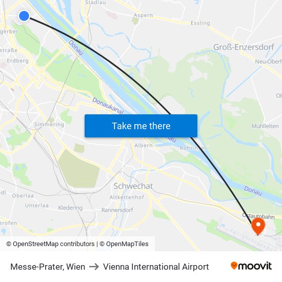 Messe-Prater, Wien to Vienna International Airport map