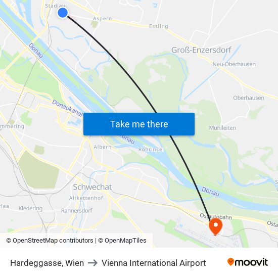 Hardeggasse, Wien to Vienna International Airport map