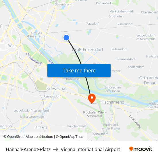Hannah-Arendt-Platz to Vienna International Airport map