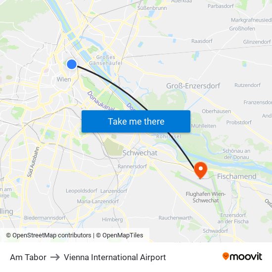 Am Tabor to Vienna International Airport map