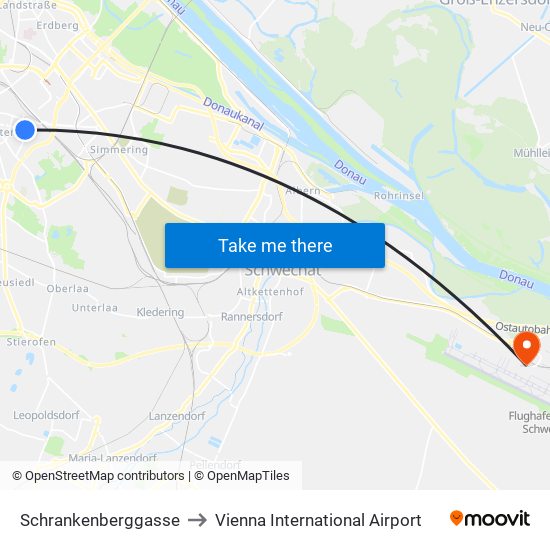 Schrankenberggasse to Vienna International Airport map