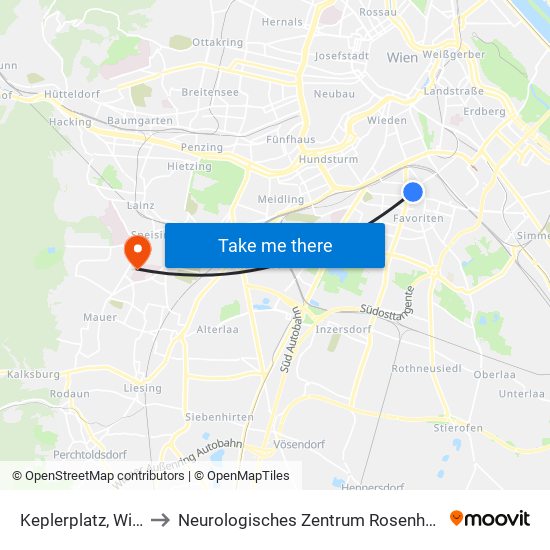 Keplerplatz, Wien to Neurologisches Zentrum Rosenhügel map