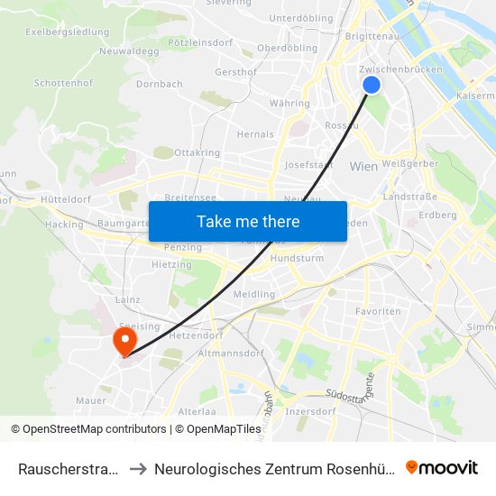 Rauscherstraße to Neurologisches Zentrum Rosenhügel map