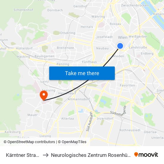 Kärntner Straße to Neurologisches Zentrum Rosenhügel map