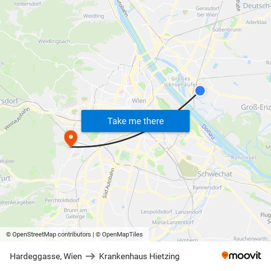 Hardeggasse, Wien to Krankenhaus Hietzing map