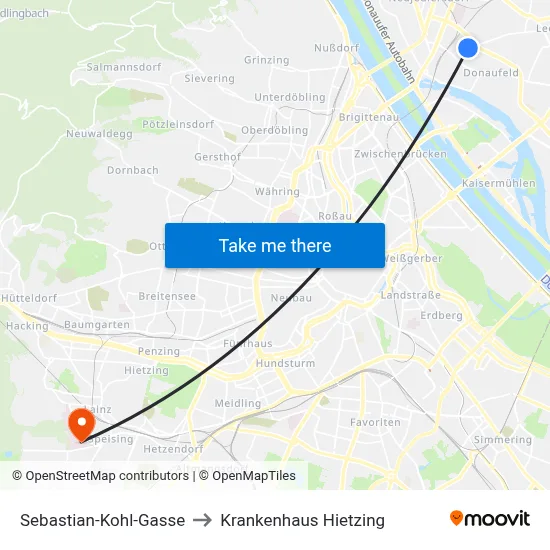 Sebastian-Kohl-Gasse to Krankenhaus Hietzing map