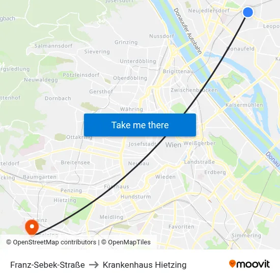 Franz-Sebek-Straße to Krankenhaus Hietzing map
