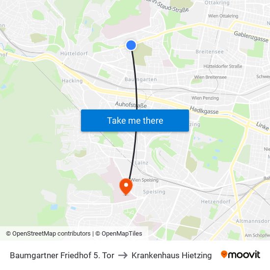 Baumgartner Friedhof 5. Tor to Krankenhaus Hietzing map