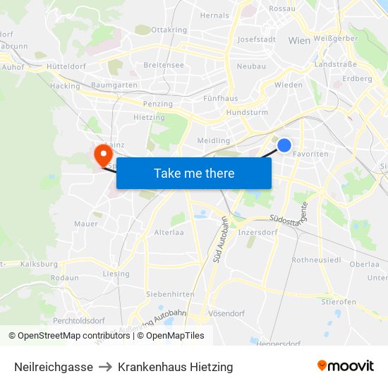 Neilreichgasse to Krankenhaus Hietzing map