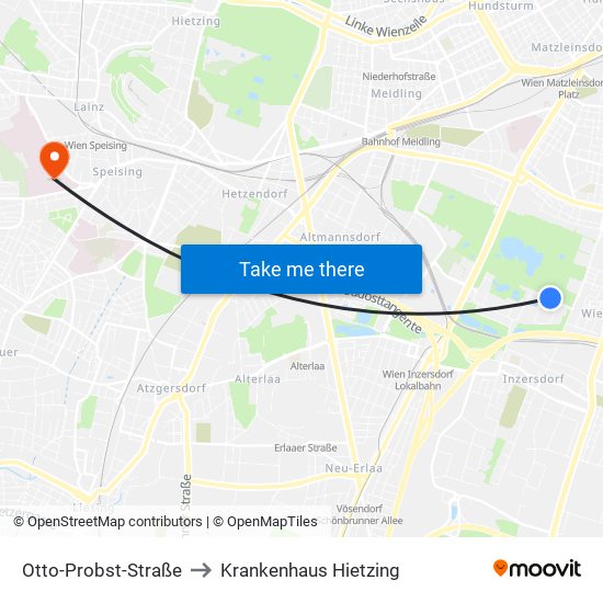 Otto-Probst-Straße to Krankenhaus Hietzing map