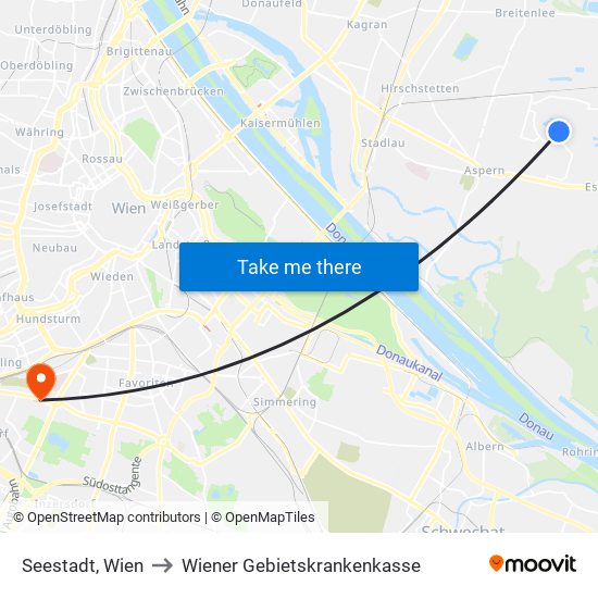 Seestadt, Wien to Wiener Gebietskrankenkasse map