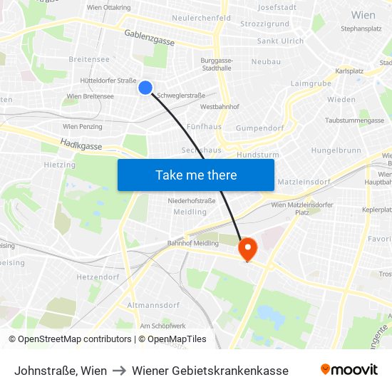 Johnstraße, Wien to Wiener Gebietskrankenkasse map