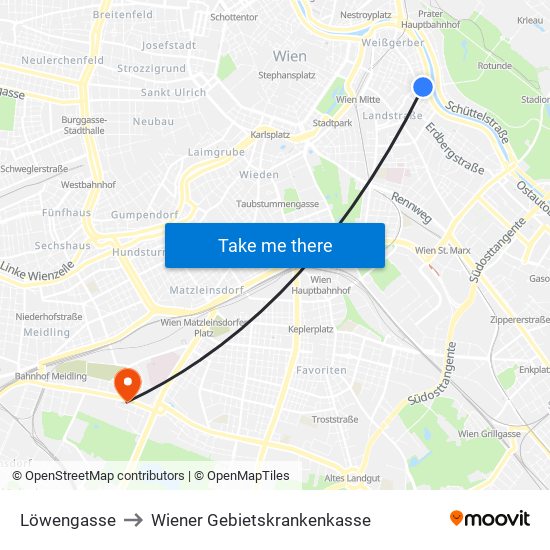 Löwengasse to Wiener Gebietskrankenkasse map