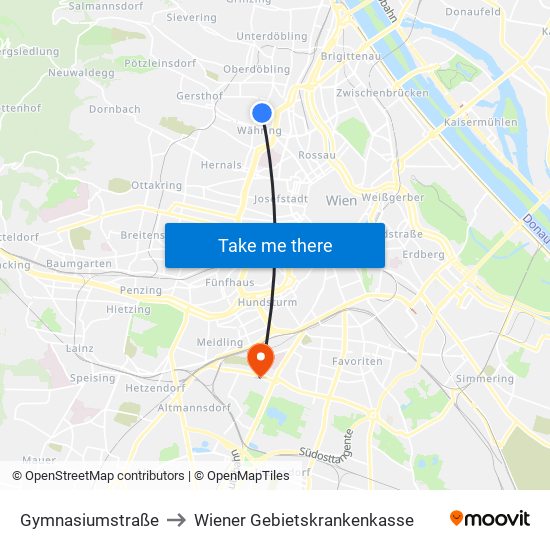 Gymnasiumstraße to Wiener Gebietskrankenkasse map