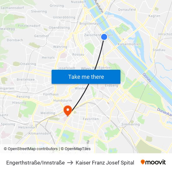 Engerthstraße/Innstraße to Kaiser Franz Josef Spital map