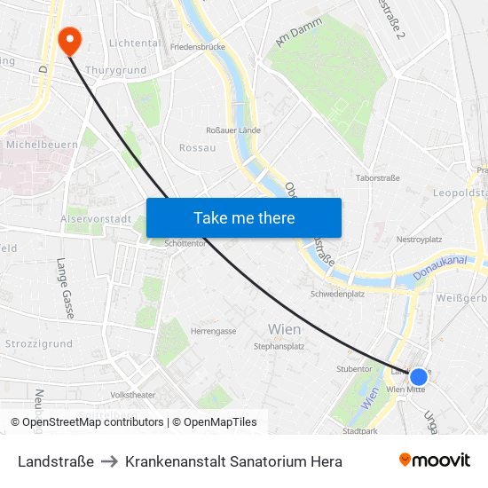 Landstraße to Krankenanstalt Sanatorium Hera map