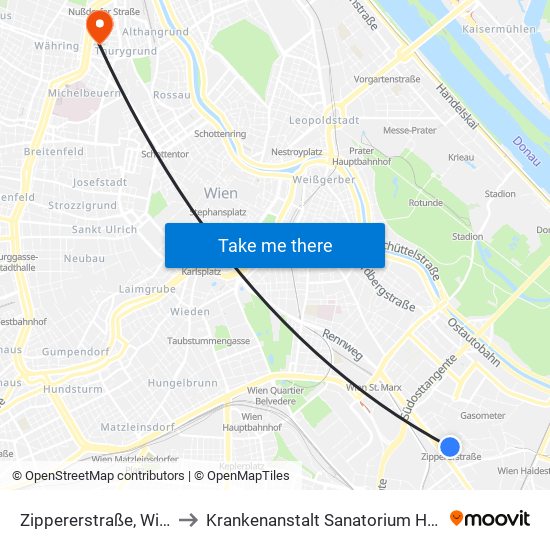 Zippererstraße, Wien to Krankenanstalt Sanatorium Hera map