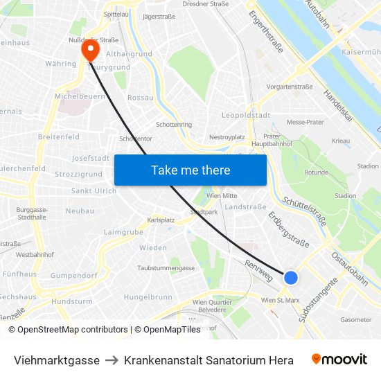 Viehmarktgasse to Krankenanstalt Sanatorium Hera map